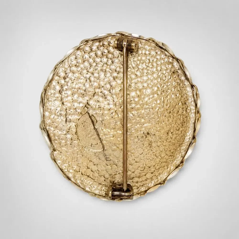 Vintage Signed Puccini Brooch Pin‎ Silver Tone Brushed Mid Century 2